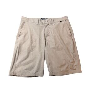 TravisMathew Mens Golf Shorts Tan Heathered Stretch Flat Front Size 36